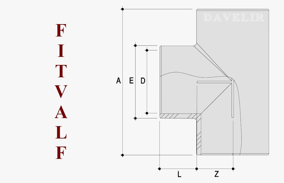 Монтажные размеры клеевых тройников Fitvalf